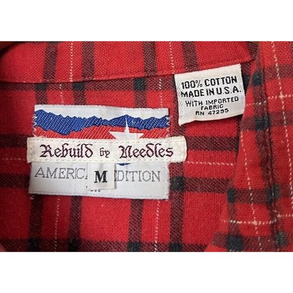 Needles Rebuild Japan Men's M Ribbon Flannel Shirt Red/Multi Vintage Nepenthes - Picture 3 of 5